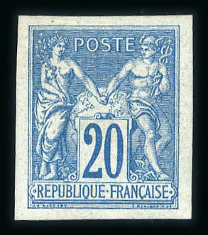 Stamp of France » Type Sage 1876-1900 1887, Type Sage 20 centimes bleu Non dentelé Y&T n°73c(*),