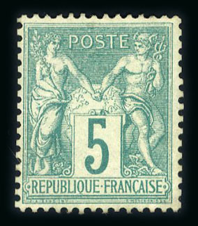 Stamp of France » Type Sage 1876-1900 1876, Type Sage 5 centimes vert Y&T n°64 type I *,