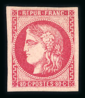 Stamp of France » Emission de Bordeaux 1870 1870 - Emission de Bordeaux 80 centimes rose Y&T n°49