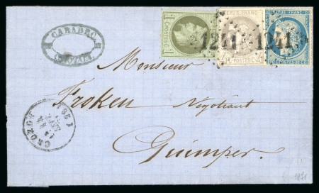 Stamp of France » Emission de Bordeaux 1870 1871 France Lettre 3 emissions - 3 couleur Crozon ----` Quimper