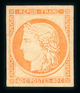 Stamp of France » Type Cérès de 1849-1850 1850, Cérès 40 centimes orange Y&T n°5g * réimpression