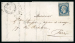 Stamp of France » Lettres Classiques 1854 France 25c Empire 1853-62 obl. PC 2176 pour Paris