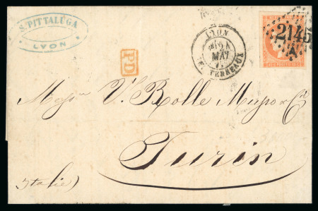 Stamp of France » Emission de Bordeaux 1870 1871 France 40c Bordeaux sur lettre Lyon Turin
