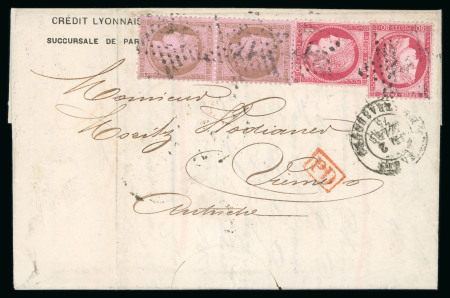Stamp of France » Lettres Classiques 1875 France Lettre Paris pour Autriche triple port 10c(2)+80c(2)