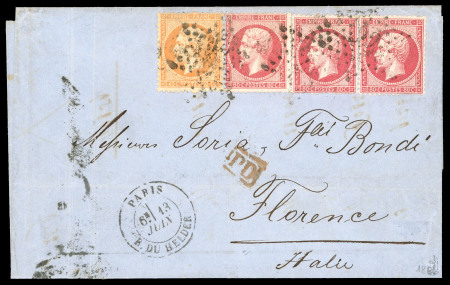 Stamp of France » Empire 1853-1862 1866, France Italy Empire dentelé, 7nte port pour la Italie