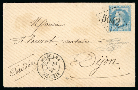 Stamp of France » Empire Lauré 1863-1870 1870 FRANCE ALGERIE Empire Lauré 20c obliteré MASCARA
