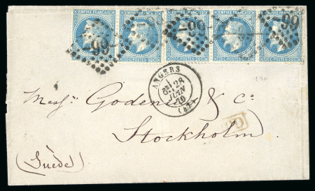 Stamp of France » Empire Lauré 1863-1870 1870 France to Sweden Empire Lauré 20c (5) pour Stockholm