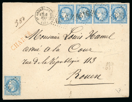 Stamp of France » Empire Lauré 1863-1870 1872 France Lettre chargé de St.Andre-de-l'Eure pour Rouen, 2 emissions, meme couleur