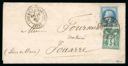 Stamp of France » Empire Lauré 1863-1870 1877, Lettre affranchie Empire Lauré 20c + Sage 5c Type II