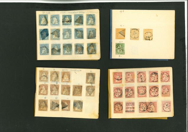 Stamp of Large Lots and Collections Switzerland more than 300 used unperforated Helvetia stamps 1854. Mostly n° 22 and 23