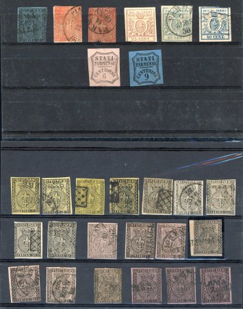 Stamp of Large Lots and Collections Italian States - Parma: 1852-59, nice selection of 27 used classic stamps