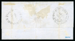 Stamp of Canada » New Brunswick 1851, 3d dark bright red on bluish paper, horizontal pair, tied by mute grill cancels on folded cover