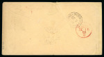 Stamp of New Zealand 1865 envelope from Kanieri (Goldfield in Westland county) with Chalon Head 2d pale blue cancelled with manuscript "K"