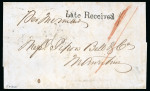 Stamp of Mauritius » Pre-Stamp & Stampless Postal History 1860 (Aug 28) Entire from Madras to Mauritius with "Late Received" hs