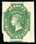 Stamp of Ceylon 1857 1s9d green mint o.g., with large to huge margins