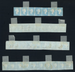 Stamp of Great Britain » 1841 2d Blue 1841 2d blue used group in a "Christmas tree" shape from a single and increasing size of multiple up to a strip of 12