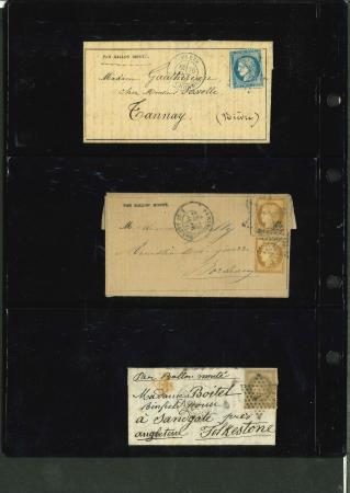 Stamp of France » Guerre de 1870-1871 1870-1871, lot de 4 ballons montés, le Fulton affranchi