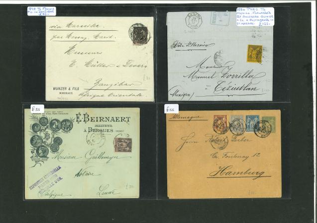 Stamp of Large Lots and Collections France: 1884-1901, group of 13 covers with Type Sage frankings