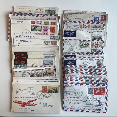 Stamp of Large Lots and Collections Airmails: Group of 62 air mail covers with cancellations