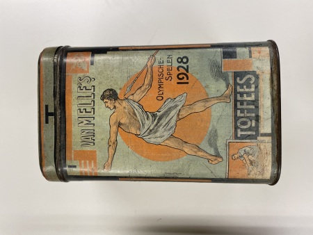 Stamp of Olympics » 1928 Amsterdam » Memorabilia Van Melle's Toffees tin box, 154x154x252mm