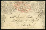 Stamp of Great Britain » 1840 Mulreadys & Caricatures » 1d Lettersheets and Envelopes 1840 1d Mulready envelope, Forme 2 stereo A153, sent from Mexico to Liverpool