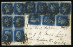 Stamp of Great Britain » 1840 2d Blue (ordered by plate number) 1841 (Apr 27) entire from Ireland to Spain, with 1840 2d blue in block of six, strip of four and three singles