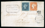 Stamp of Mauritius » 1848-59 Post Paid Issue » Early Impressions (SG 6-9) The Only Known Combination of Both Values of the Early Impression on Cover