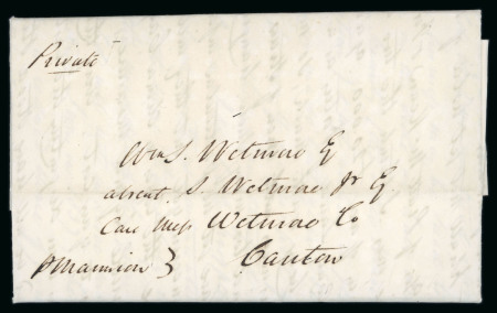 Stamp of China » Pre-Stamp and Stampless Mail 1839 (3.1) Three-page legible letter from American