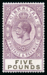 Stamp of Gibraltar 1925-32 KGV £5 violet & black mint o.g.