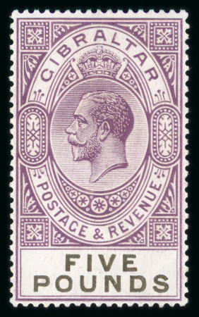 Stamp of Gibraltar 1925-32 KGV £5 violet & black mint o.g.