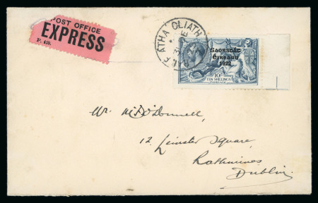 Stamp of Ireland » 1925 Narrow Date Overprints (T66-T68) 10s dull grey blue, right sheet marginal single, tied