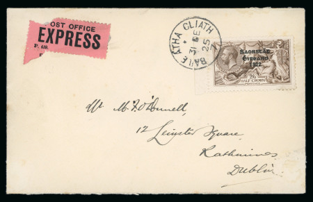 Stamp of Ireland » 1925 Narrow Date Overprints (T66-T68) 2s6d chocolate-brown, left sheet marginal single, tied