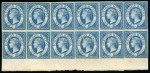 Stamp of Ionian Islands 1859 (1d) blue, mint bottom sheet marginal block of