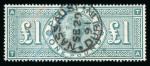 Stamp of Ireland » Postal History (Arranged alphabetically by County) 1887-92 Jubilee £1 green, used with superb centrally