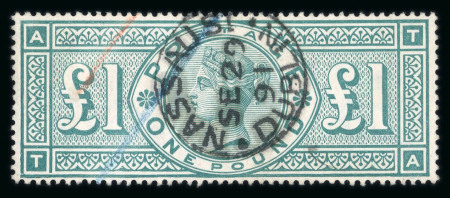 Stamp of Ireland » Postal History (Arranged alphabetically by County) 1887-92 Jubilee £1 green, used with superb centrally