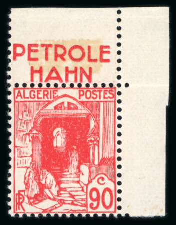 Stamp of Colonies françaises » Algérie Algérie : 1938, YT n° 137Aa Rue de la Kasbah 90 cts rouge avec bande publicitaire Petrole Hahn,