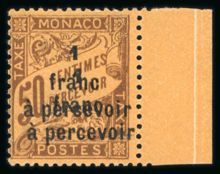 Stamp of Colonies françaises » Monaco Monaco timbre taxe : 1925, YT n° 17a variété double surcharge neuf *