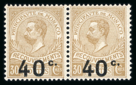 Stamp of Colonies françaises » Monaco Monaco timbre taxe : 1919, Variétés YT n° 12a (sans point) et 12b (chiffres espacés).