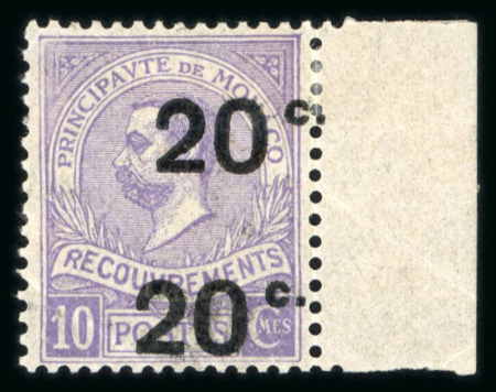 Stamp of Colonies françaises » Monaco Monaco timbre taxe : 1919, YT n° 11a variété double surcharge neuf *