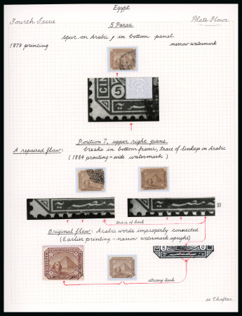 Stamp of Egypt » 1879 De La Rue 5pa pale brown, specialised group mounted on album