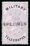 Stamp of Bechuanaland Military Telegraphs: 1885 1d to £1 set of eight overprinted SPECIMEN