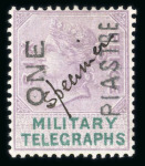 Stamp of Egypt » Revenues Military Telegraphs - Levant: QV 10pa to 50pi part unused set of seven with manuscript SPECIMEN