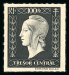 Stamp of France » Émissions à partir de 1900 1944, Marianne de Dulac 100fr non-émis n° 701M (Maury)