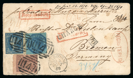 Stamp of Australia » Victoria 1864-79 Attractive group of four covers, showing colourful
