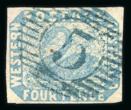 Stamp of Australia » Western Australia 1854-55 4d blue, four good even margins, used with