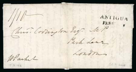 Stamp of Antigua & Barbuda 1802 (14 January) Entire letter from John James, the Overseer of Barbuda, to Sir Christopher Codrington