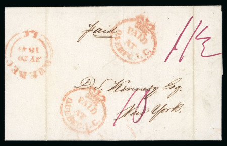 Stamp of Canada 1846 (20 July) Folded entire to New York, bearing two