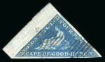 Stamp of South Africa » Cape of Good Hope 1863-64 4d deep blue, two huge marginal used singles,
