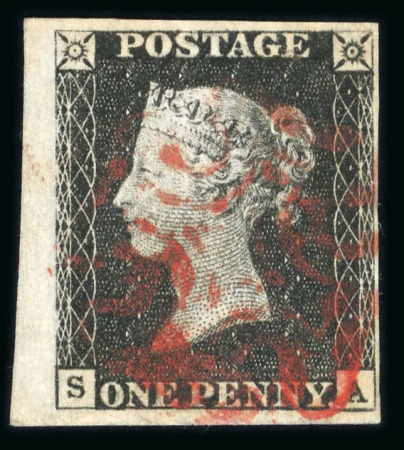 Stamp of Great Britain » 1840 1d Black and 1d Red plates 1a to 11 1840 1d black pl.1b SA with clear to very large margins,