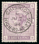 Stamp of Great Britain » 1855-1900 Surface Printed » 1883-84 & 1888 High Values 1883-84 2s6d lilac or deep lilac, an attractive selection